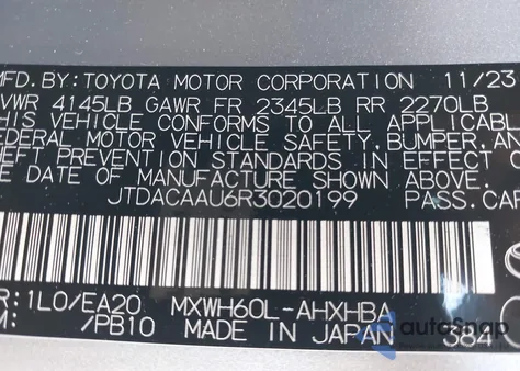 2024 Toyota Prius Limited z USA, uszkodzony, nr VIN JTDACAAU6R3020199